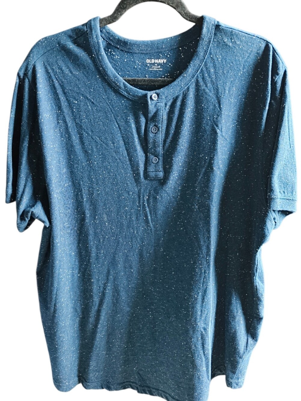 Old Navy Navy Blue Speckled Short-Sleeve Henley